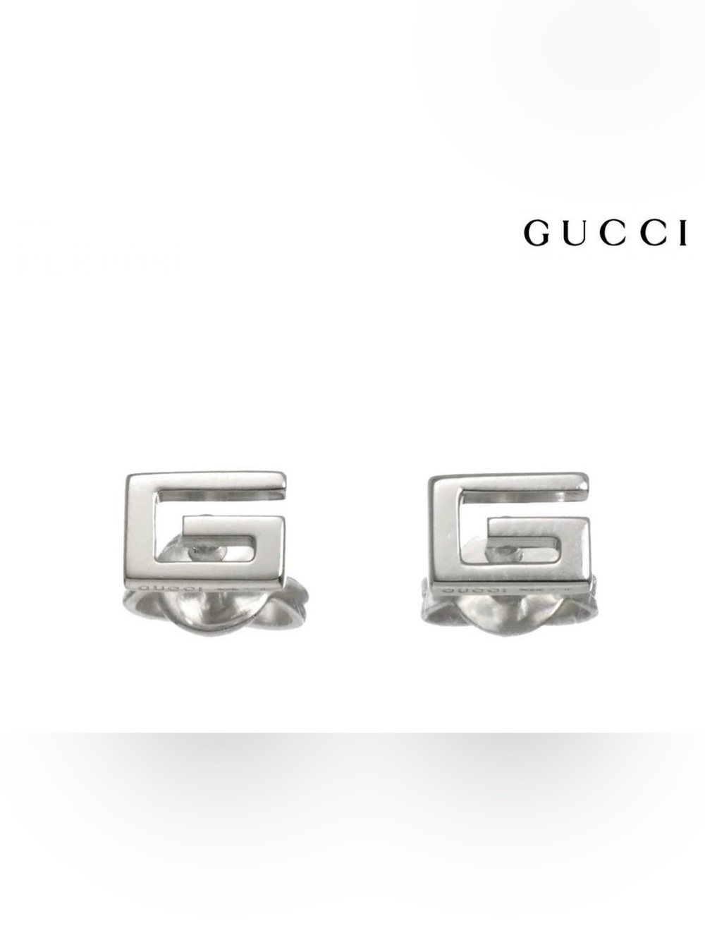 Gucci Silver Vintage Logo Authentic Stud Earrings- Elegant & Divine